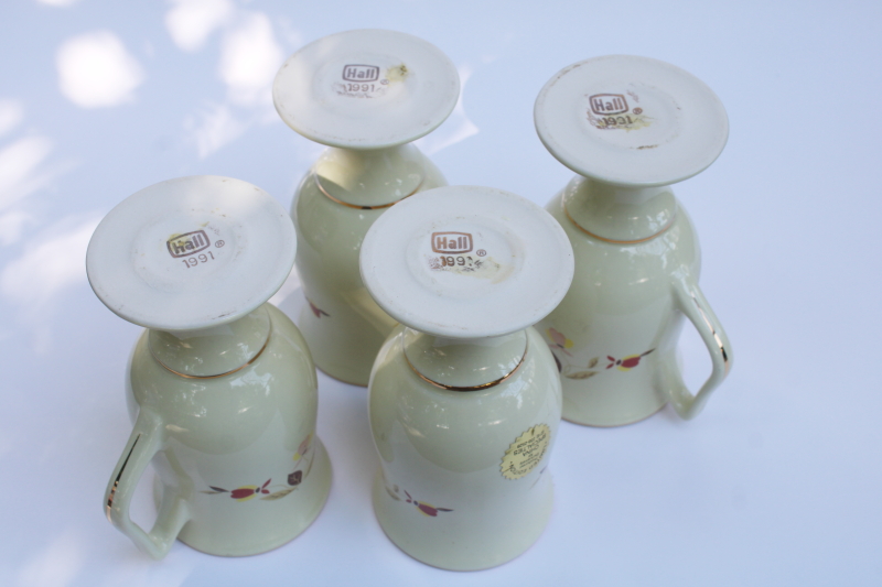 photo of 1990s Hall China Specialties Autumn Leaf (Jewel Tea) tall mugs set of four w/ original label #6