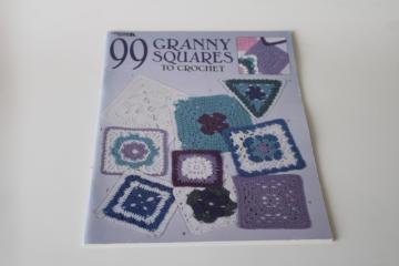 catalog photo of 1990s Leisure Arts crochet patterns book of granny squares 99 different designs 