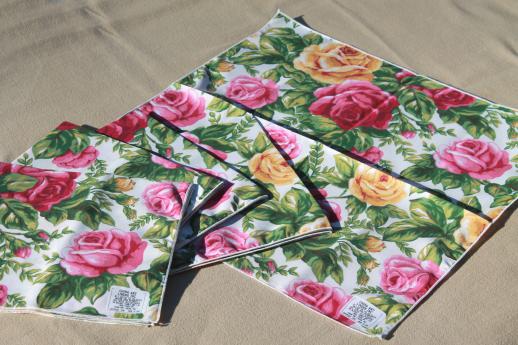 photo of 1990s Royal Albert Old Country Roses china go-along cloth fabric napkins, never used #1