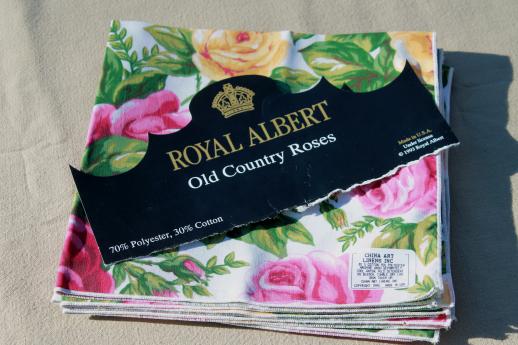 photo of 1990s Royal Albert Old Country Roses china go-along cloth fabric napkins, never used #6