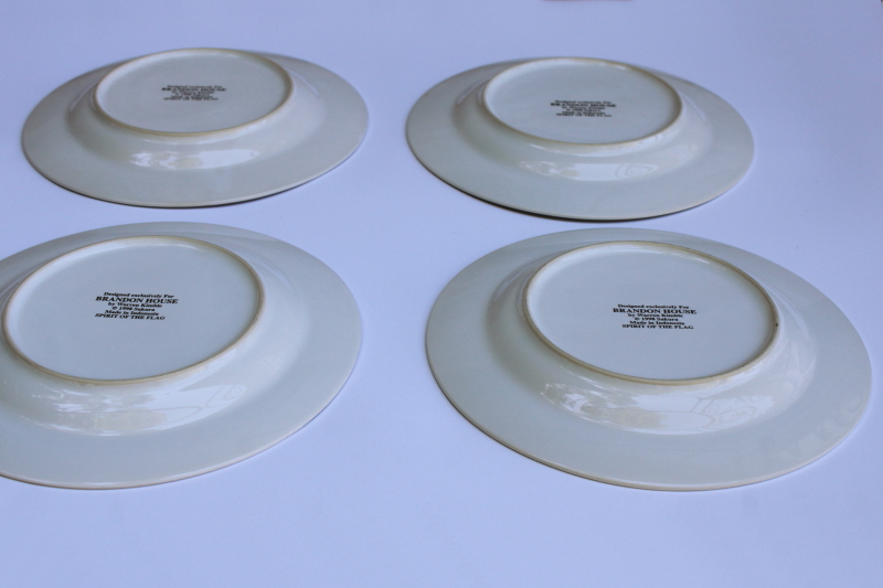 photo of 1990s vintage American flag salad plates patriotic folk art Warren Kimble Sakura Brandon House  #4