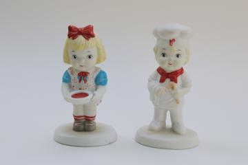catalog photo of 1990s vintage Campbells Kids figurines bisque china ceramic boy girl Campbells Soup