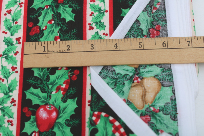 photo of 1990s vintage Christmas fabric, quilting weight cotton w/ fruit & holly ribbons print #3