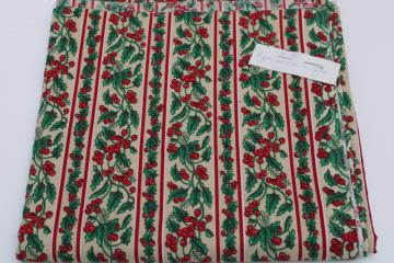 catalog photo of 1990s vintage Christmas fabric, quilting weight cotton w/ holly ribbons print 