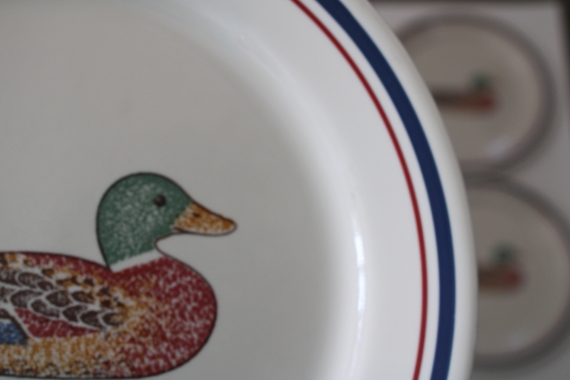 photo of 1990s vintage Corelle dinner plates mallard ducks, duck decoy pattern, very rare  #3