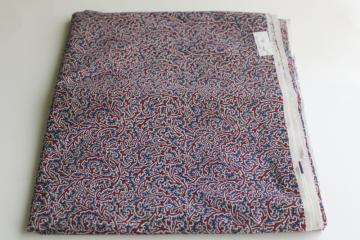 1990s vintage Fabric Traditions cotton, paisley ferns print navy blue & wine red 