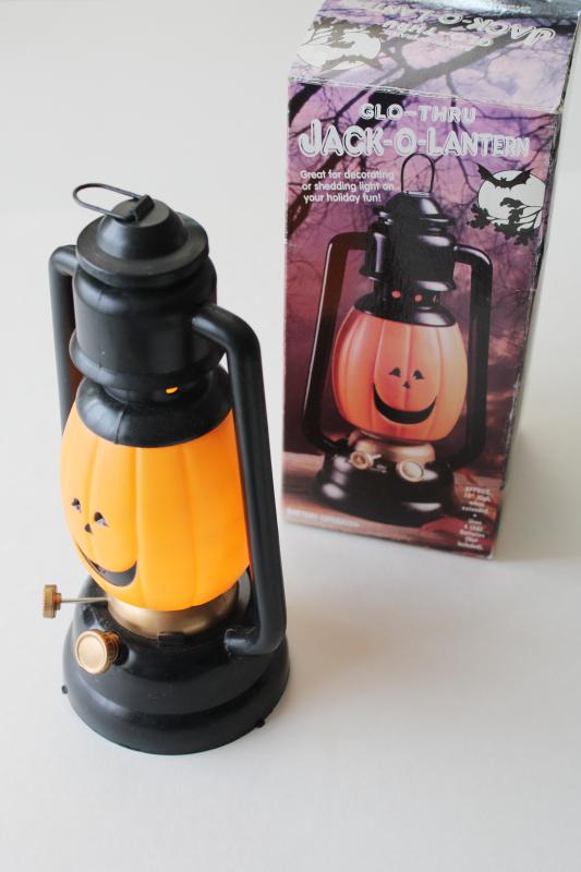 photo of 1990s vintage Halloween trick or treat light, battery jack o lantern w/ box, works #1