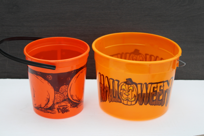 photo of 1990s vintage Halloween trick or treat pails plastic buckets one from Blockbuster Video #1