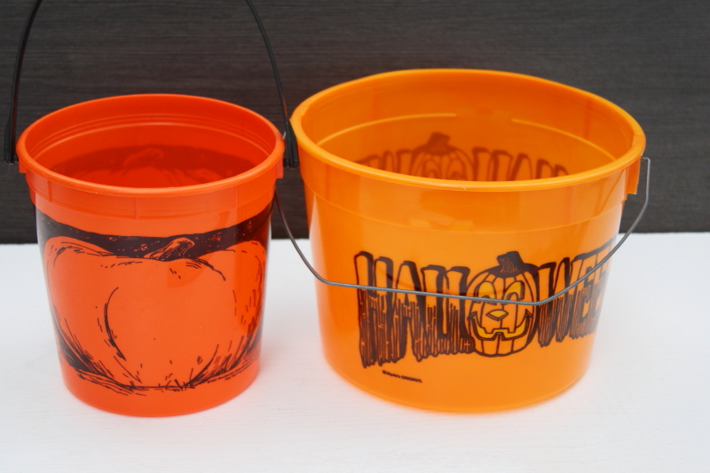 photo of 1990s vintage Halloween trick or treat pails plastic buckets one from Blockbuster Video #2
