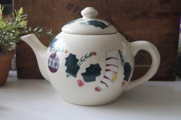catalog photo of 1990s vintage Hartstone Christmas Traditions stoneware pottery, large tea pot 