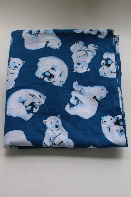 photo of 1990s vintage Joe Boxer cotton yardage, medium weight fabric w/ polar bears print #1