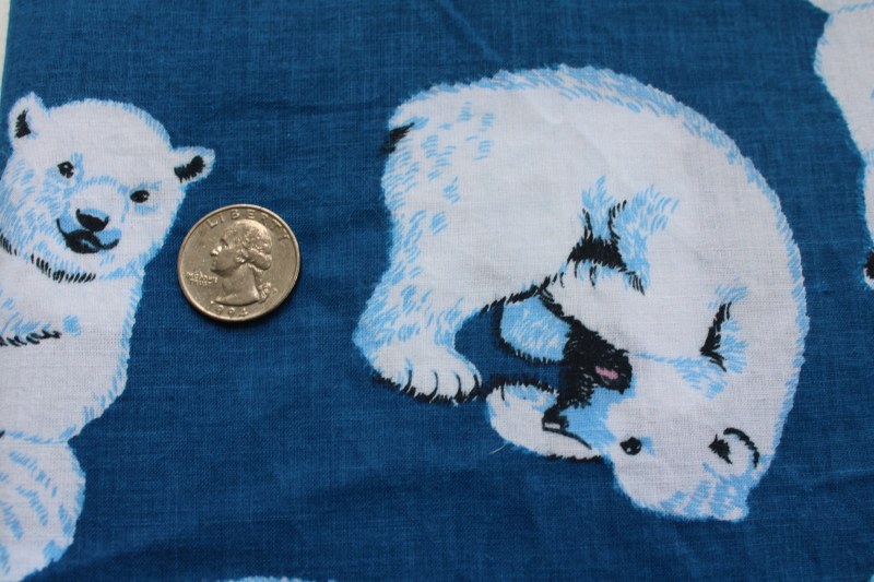 photo of 1990s vintage Joe Boxer cotton yardage, medium weight fabric w/ polar bears print #2