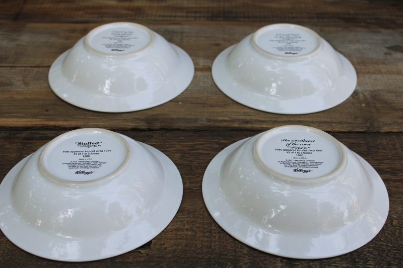 photo of 1990s vintage Kellogg's cereal bowls w/ antique advertising prints set of 4 #6