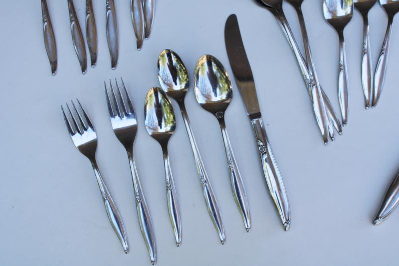 photo of 1990s vintage Kenwood USA stainless flatware, Oneida Forever Rose pattern #2