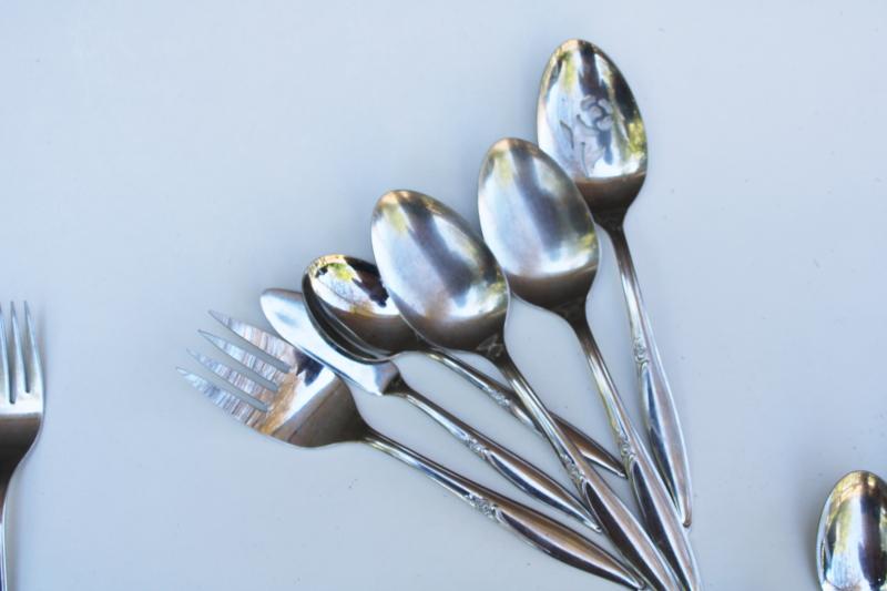 photo of 1990s vintage Kenwood USA stainless flatware, Oneida Forever Rose pattern #5