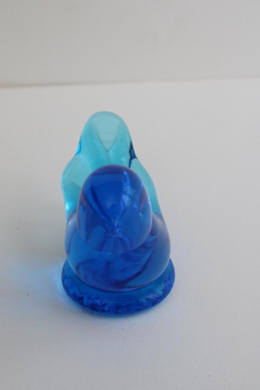 photo of 1990s vintage Leo Ward blue glass bird, bluebird of happiness figurine #3