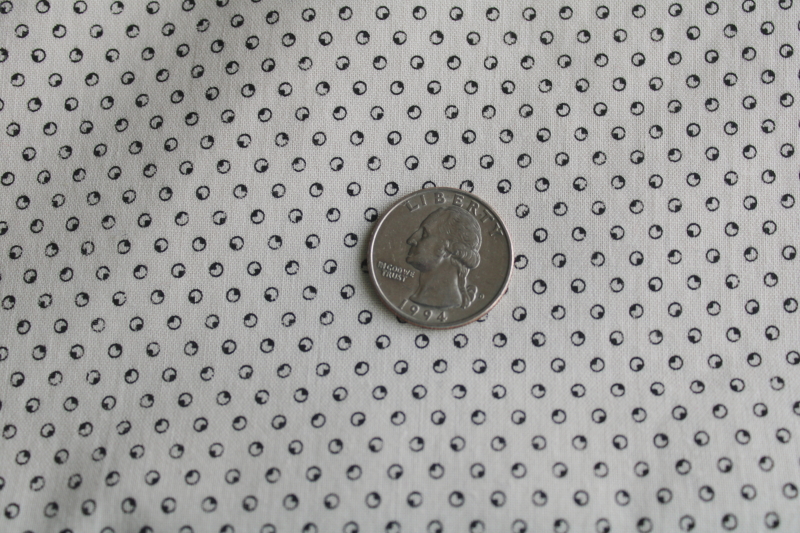 photo of 1990s vintage Marcus Bros cotton fabric, calico print tiny black dots on antique ivory  #1