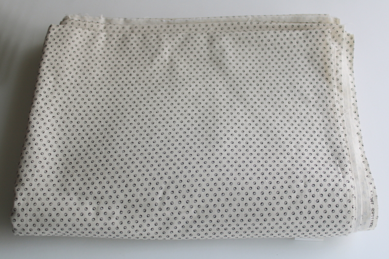 photo of 1990s vintage Marcus Bros cotton fabric, calico print tiny black dots on antique ivory  #4