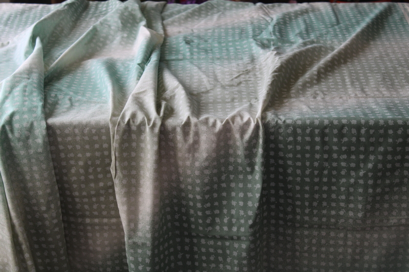 photo of 1990s vintage Marimekko cotton fabric, Kristina Isola Naamiaiset soft green shadow stripe on diagonal #1