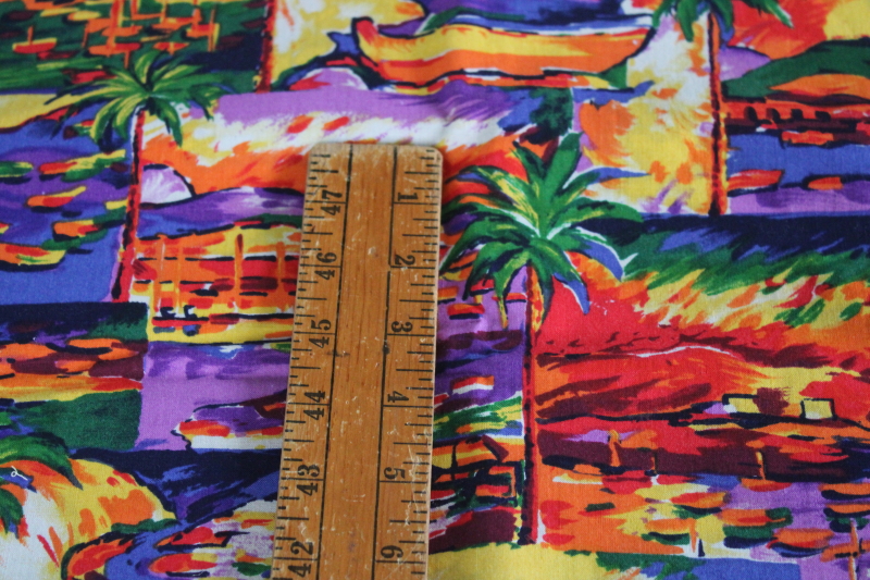 photo of 1990s vintage Scenics print Hoffman fabric, silky smooth cotton vibrant colors tropical landscapes #4