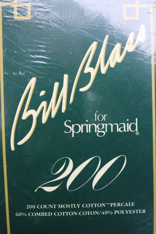photo of 1990s vintage Springmaid full size sheets sealed, Bill Blass black on white classic menswear stripe bedding  #7