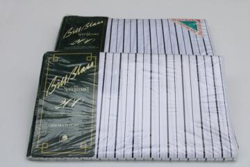 1990s vintage Springmaid full size sheets sealed, Bill Blass black on white classic menswear stripe bedding 
