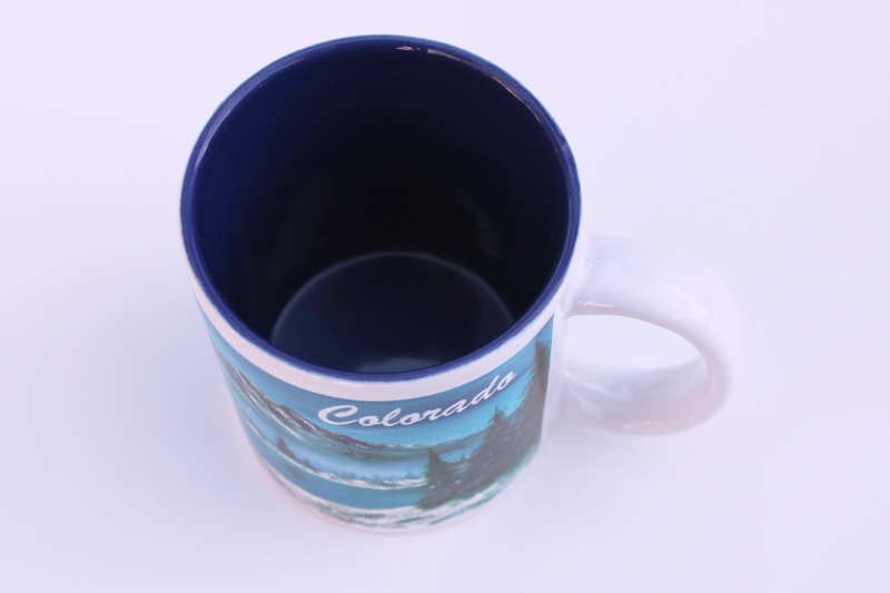 photo of 1990s vintage ceramic mug souvenir of Colorado, Rocky mountains & Colorado river #2
