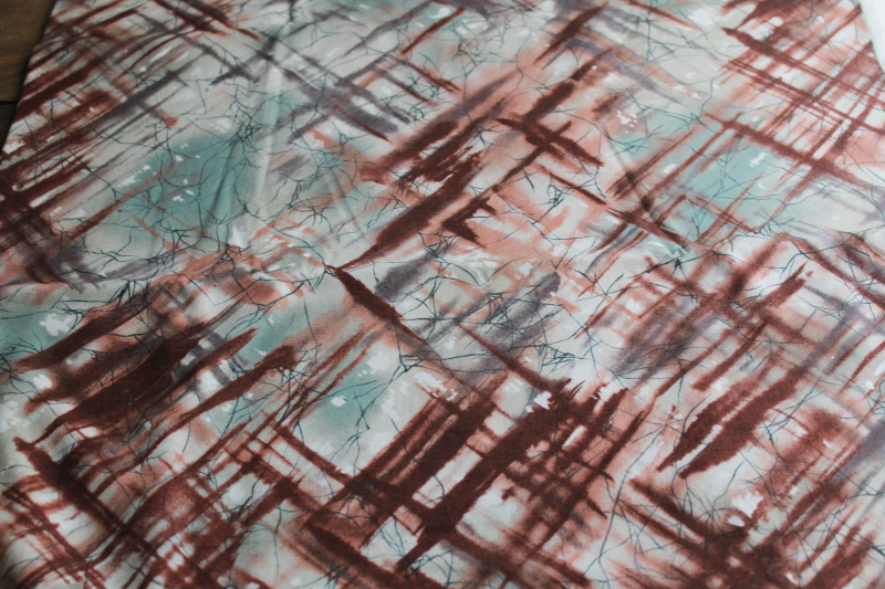 photo of 1990s vintage cotton fabric, Alexander Henry modern abstract print rust w/ misty teal green  #1