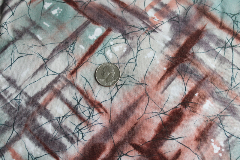 photo of 1990s vintage cotton fabric, Alexander Henry modern abstract print rust w/ misty teal green  #4