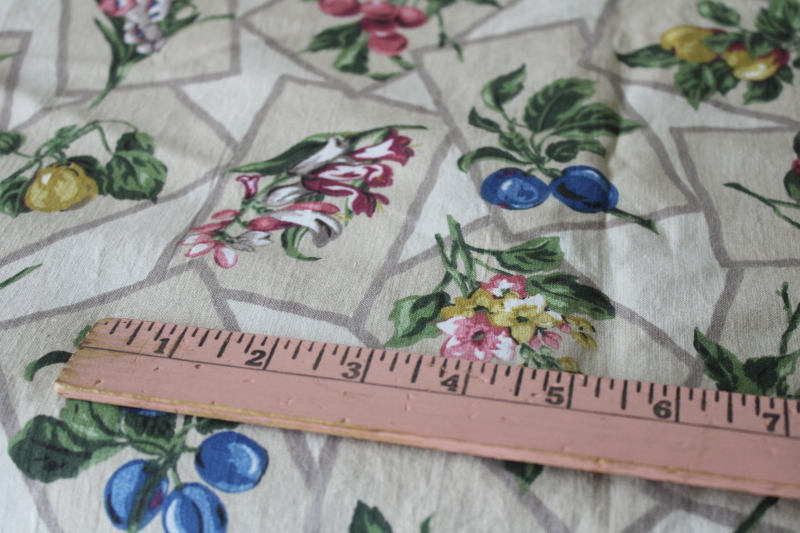 photo of 1990s vintage decorator fabric, botanical fruit prints cotton for home decor sewing, curtains #4