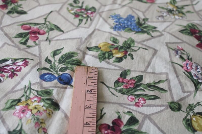 photo of 1990s vintage decorator fabric, botanical fruit prints cotton for home decor sewing, curtains #5