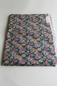 catalog photo of 1990s vintage floral print cotton fabric, cottagecore roses woodland green 3 1/2 yards 