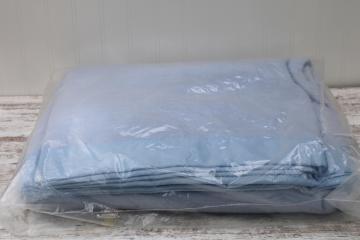 1990s vintage new old stock bed blanket, pale blue acrylic twin size blanket never used