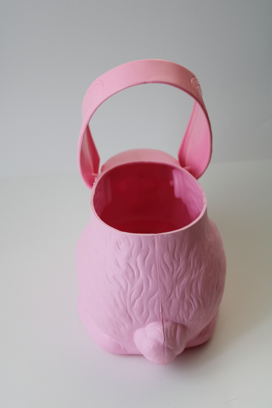 photo of 1990s vintage pink plastic bunny rabbit Easter basket, Empire blow mold #2