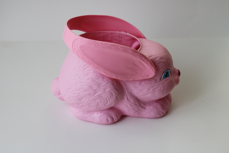 photo of 1990s vintage pink plastic bunny rabbit Easter basket, Empire blow mold #3