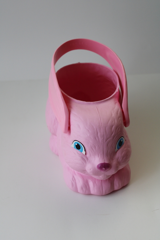 photo of 1990s vintage pink plastic bunny rabbit Easter basket, Empire blow mold #4