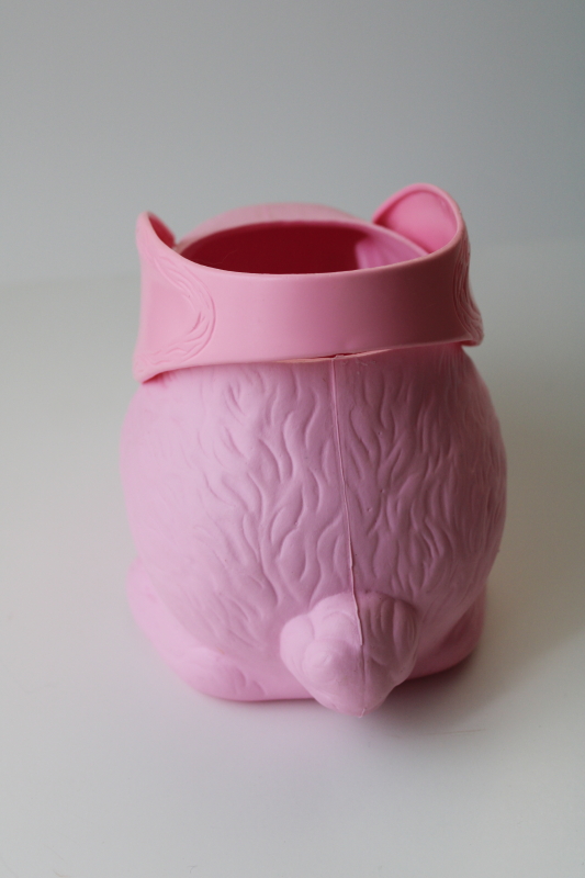 photo of 1990s vintage pink plastic bunny rabbit Easter basket, Empire blow mold #6