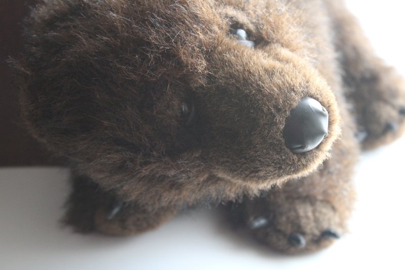 photo of 1990s vintage plush stuffed animal, large toy grizzly bear w/ teeth claws, realistic teddy #4