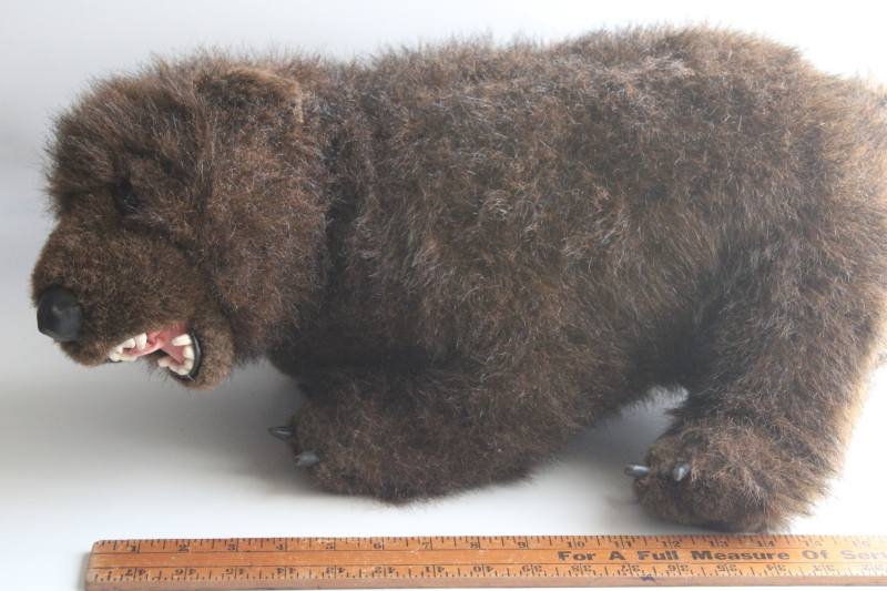 photo of 1990s vintage plush stuffed animal, large toy grizzly bear w/ teeth claws, realistic teddy #9