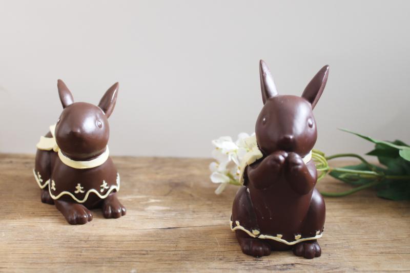 photo of 1990s vintage resin figurines, chocolate rabbits 'candy' Easter bunnies! #1