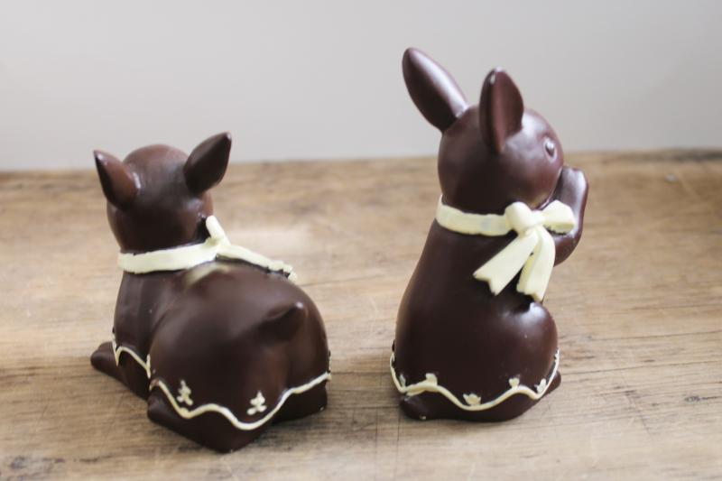 photo of 1990s vintage resin figurines, chocolate rabbits 'candy' Easter bunnies! #4