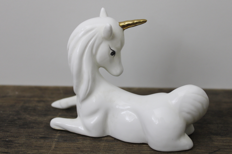 photo of 1990s vintage unicorn figurine, Taiwan bone china hand painted #3