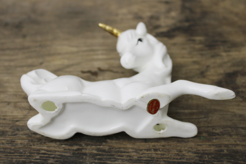 photo of 1990s vintage unicorn figurine, Taiwan bone china hand painted #5