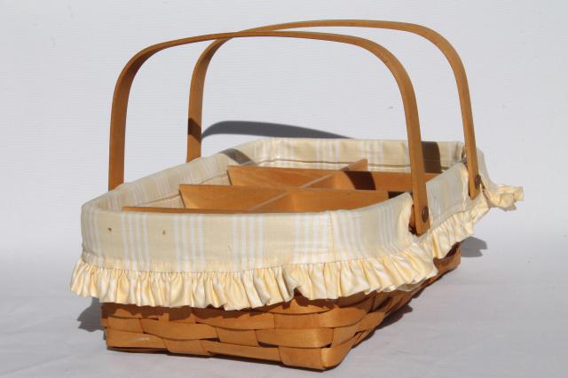 photo of 1998 Longaberger basket, baby nursery caddy w/ fabric liner & tie-on #4