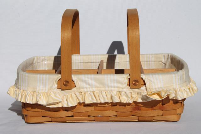 photo of 1998 Longaberger basket, baby nursery caddy w/ fabric liner & tie-on #5