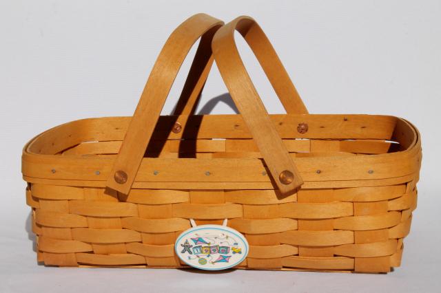 photo of 1998 Longaberger basket, baby nursery caddy w/ fabric liner & tie-on #6