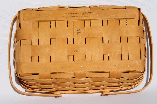 photo of 1998 Longaberger basket, baby nursery caddy w/ fabric liner & tie-on #9