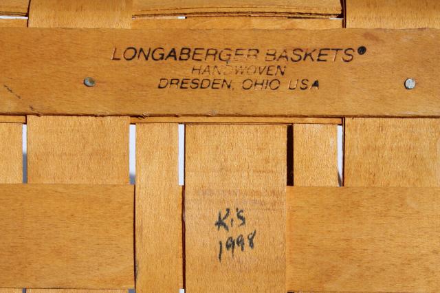 photo of 1998 Longaberger basket, baby nursery caddy w/ fabric liner & tie-on #10