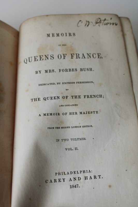 photo of 19th century antique book Memoirs of the Queens of France worn red leather cover mid 1800s vintage  #6