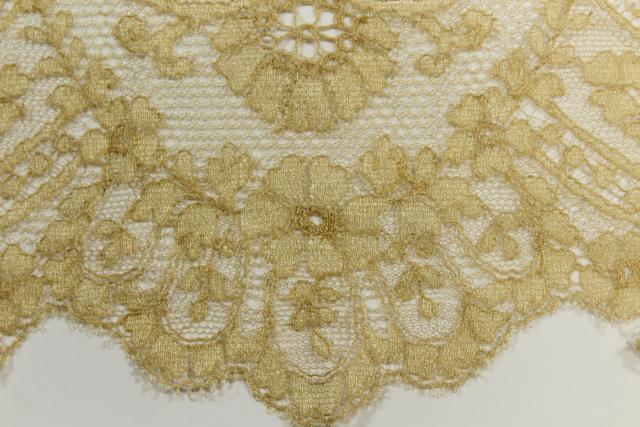 photo of 19th century antique ecru silk lace flounce, wide lace edging, French or Belgian? #6